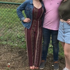 Like New - Purple Patterned Jumpsuit Forever 21